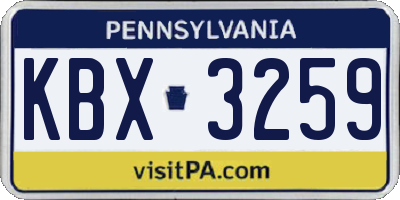PA license plate KBX3259
