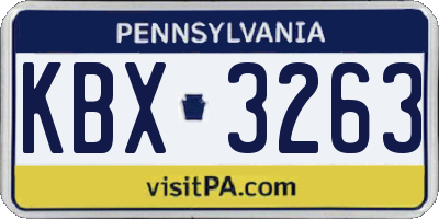 PA license plate KBX3263