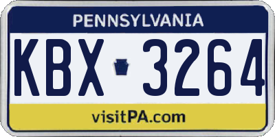 PA license plate KBX3264