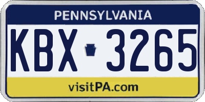 PA license plate KBX3265