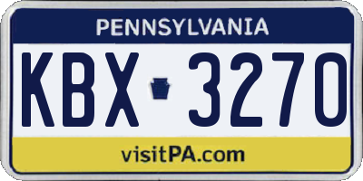 PA license plate KBX3270