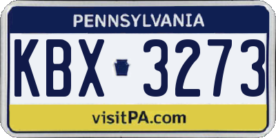 PA license plate KBX3273