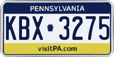 PA license plate KBX3275