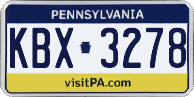 PA license plate KBX3278