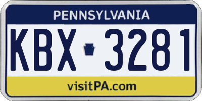 PA license plate KBX3281