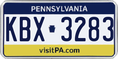 PA license plate KBX3283