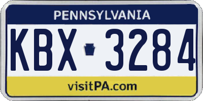PA license plate KBX3284