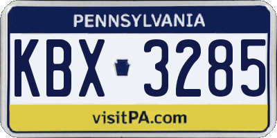 PA license plate KBX3285