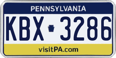 PA license plate KBX3286