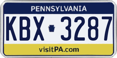 PA license plate KBX3287