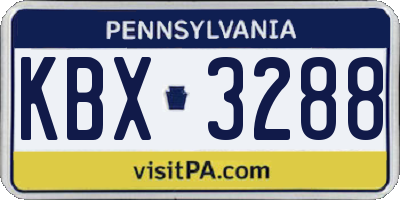 PA license plate KBX3288