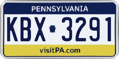 PA license plate KBX3291