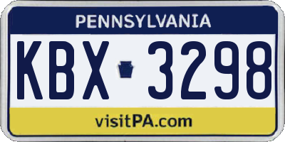 PA license plate KBX3298