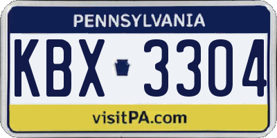 PA license plate KBX3304