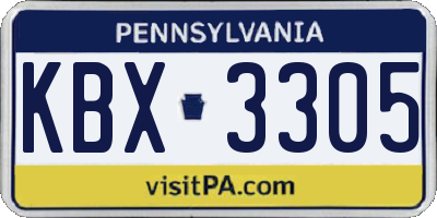 PA license plate KBX3305