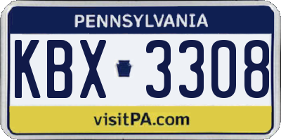 PA license plate KBX3308