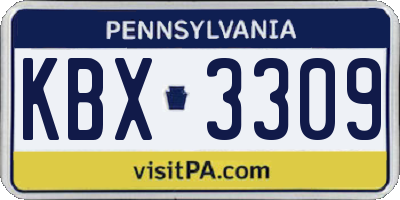 PA license plate KBX3309