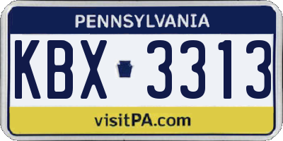PA license plate KBX3313