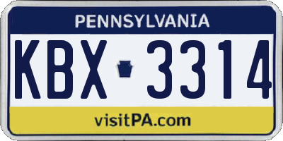 PA license plate KBX3314