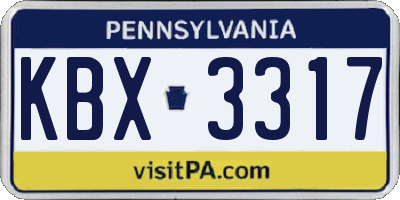 PA license plate KBX3317