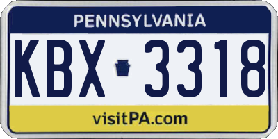 PA license plate KBX3318