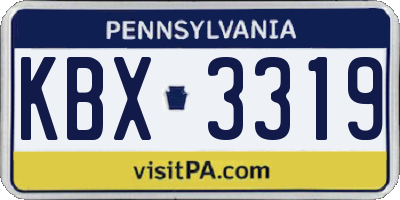 PA license plate KBX3319
