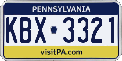 PA license plate KBX3321