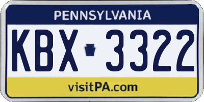 PA license plate KBX3322