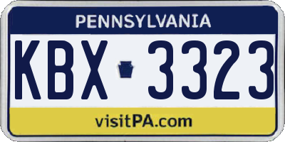 PA license plate KBX3323