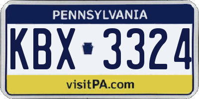 PA license plate KBX3324