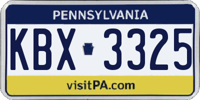 PA license plate KBX3325
