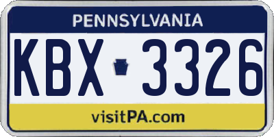 PA license plate KBX3326
