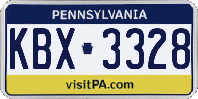 PA license plate KBX3328