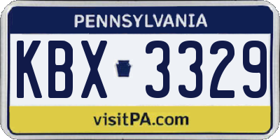 PA license plate KBX3329