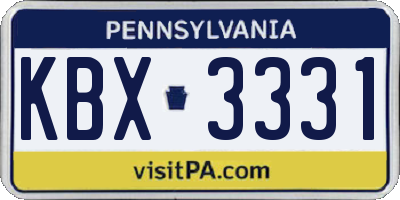PA license plate KBX3331