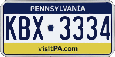 PA license plate KBX3334