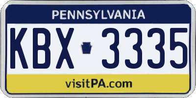 PA license plate KBX3335