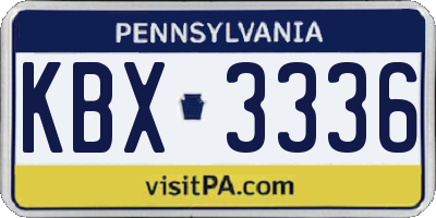 PA license plate KBX3336
