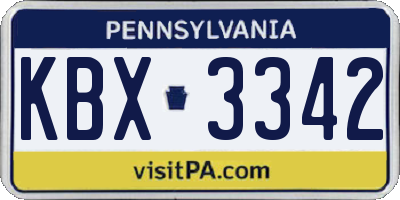 PA license plate KBX3342