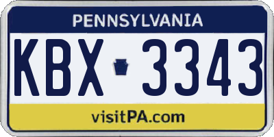 PA license plate KBX3343