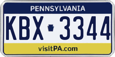 PA license plate KBX3344