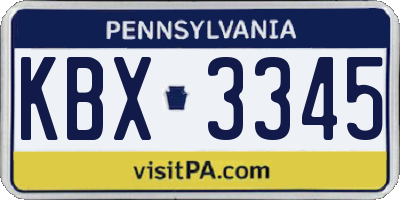 PA license plate KBX3345