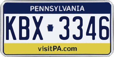 PA license plate KBX3346