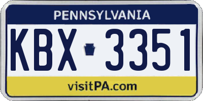 PA license plate KBX3351