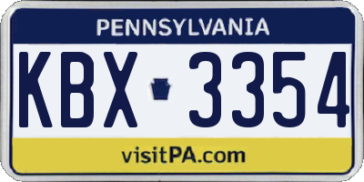 PA license plate KBX3354