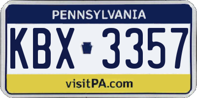 PA license plate KBX3357