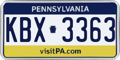 PA license plate KBX3363