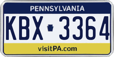 PA license plate KBX3364