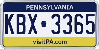 PA license plate KBX3365