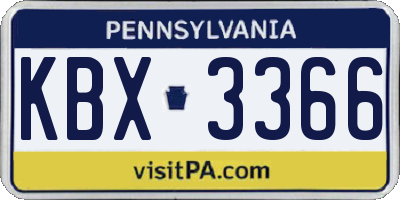 PA license plate KBX3366